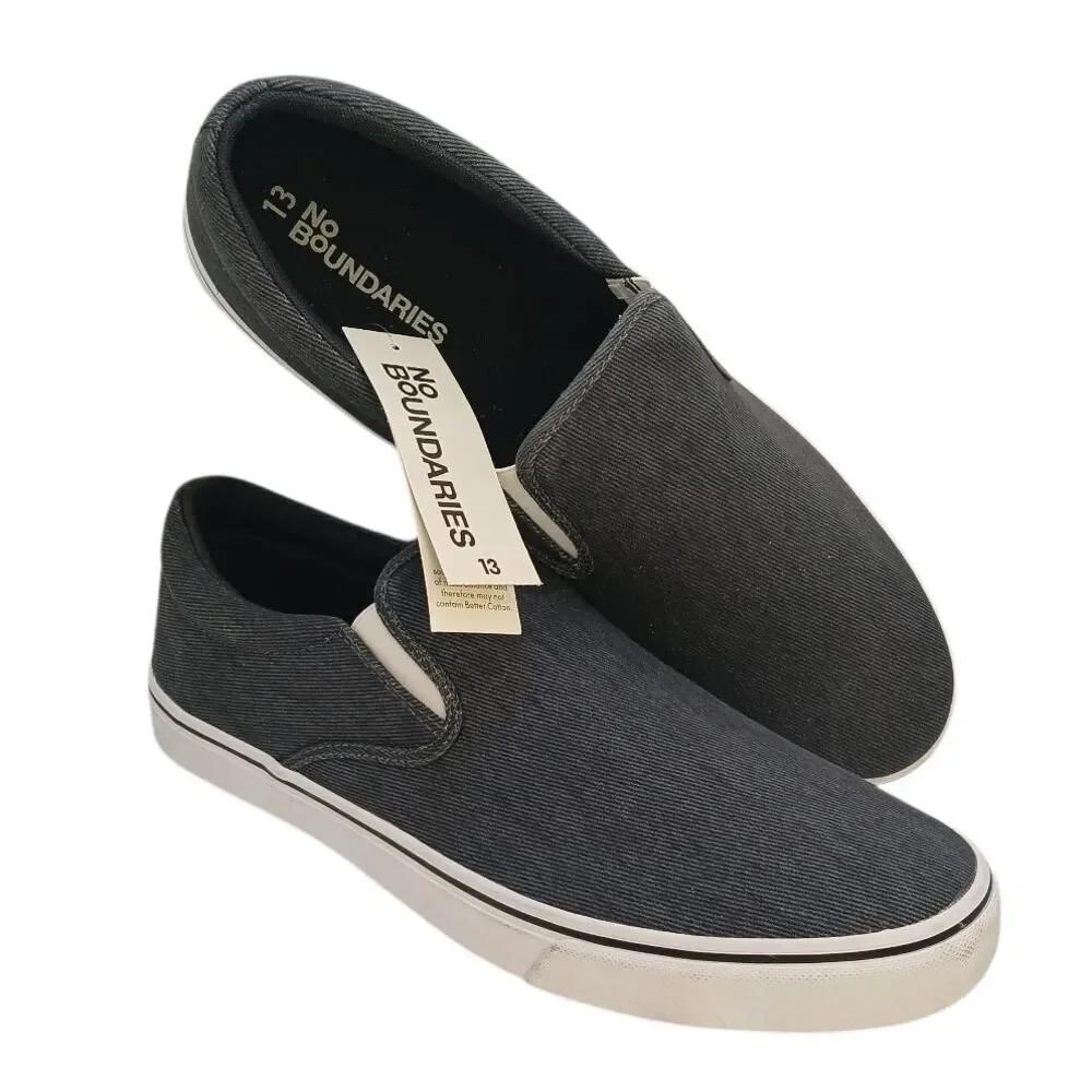 NO BOUNDARIES Men's New w/Tags Charcoal Gray Slip-On Deck Sneakers - Size: 13
